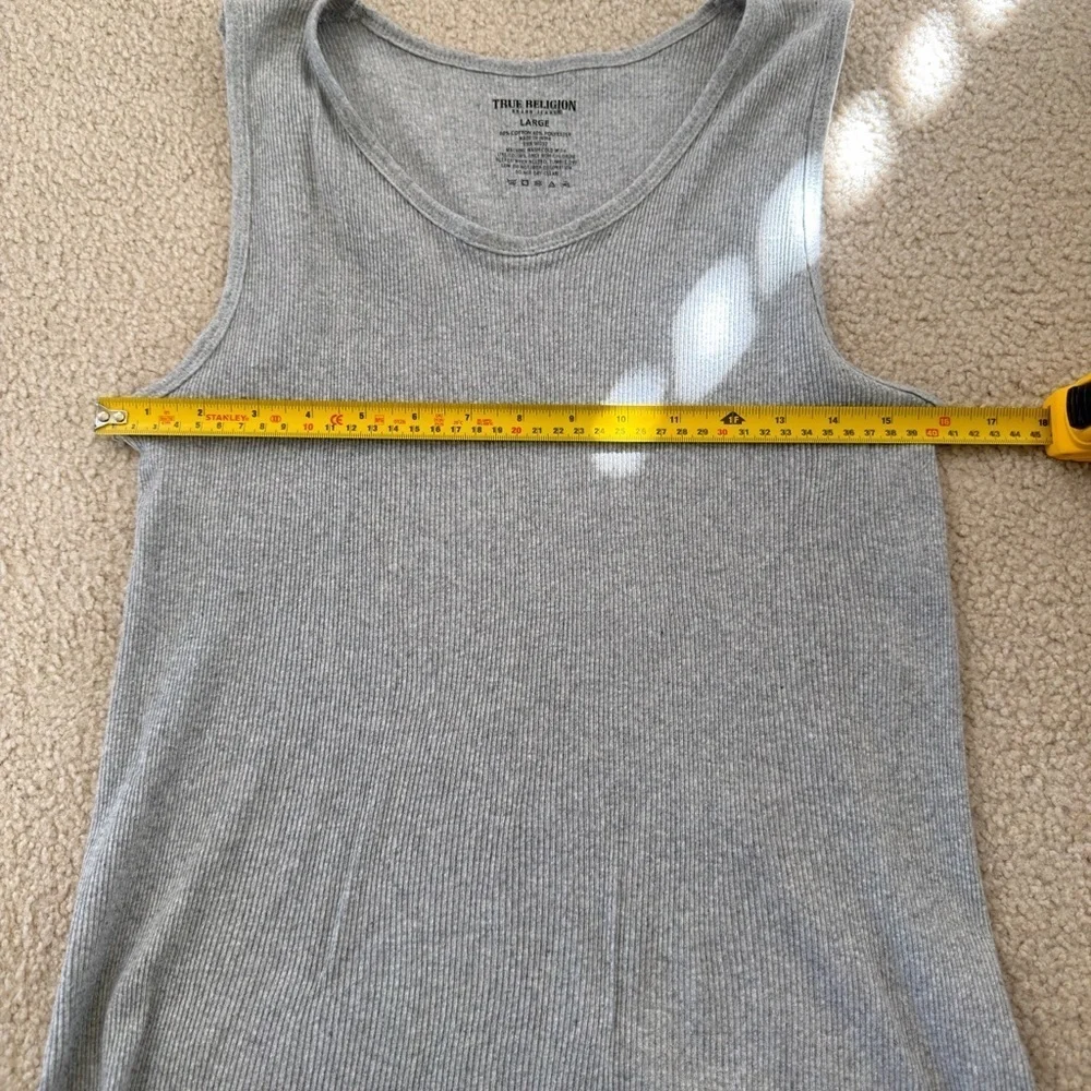 True Religion Men's Grey Ribbed Tank - Size L